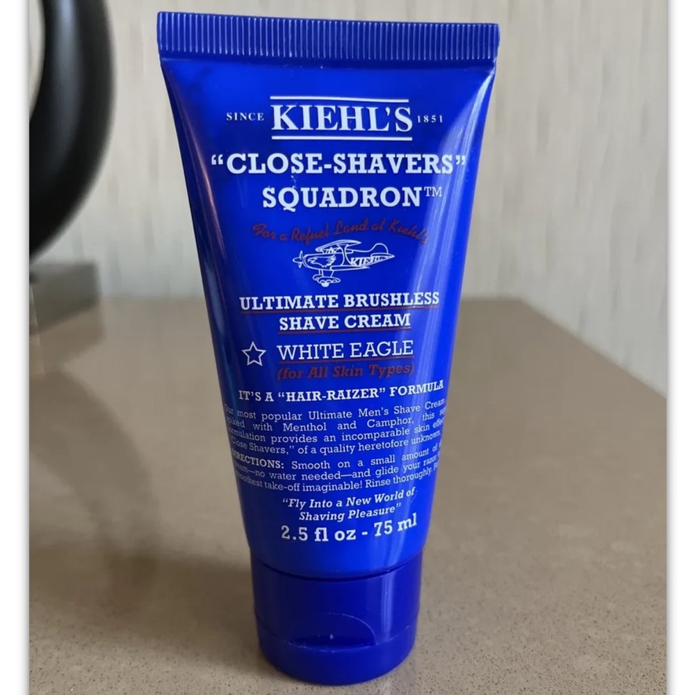 KIEHL'S Ultimate Brushless Shave Cream WHITE EAGLE Close Shavers Squadron 2.5 oz